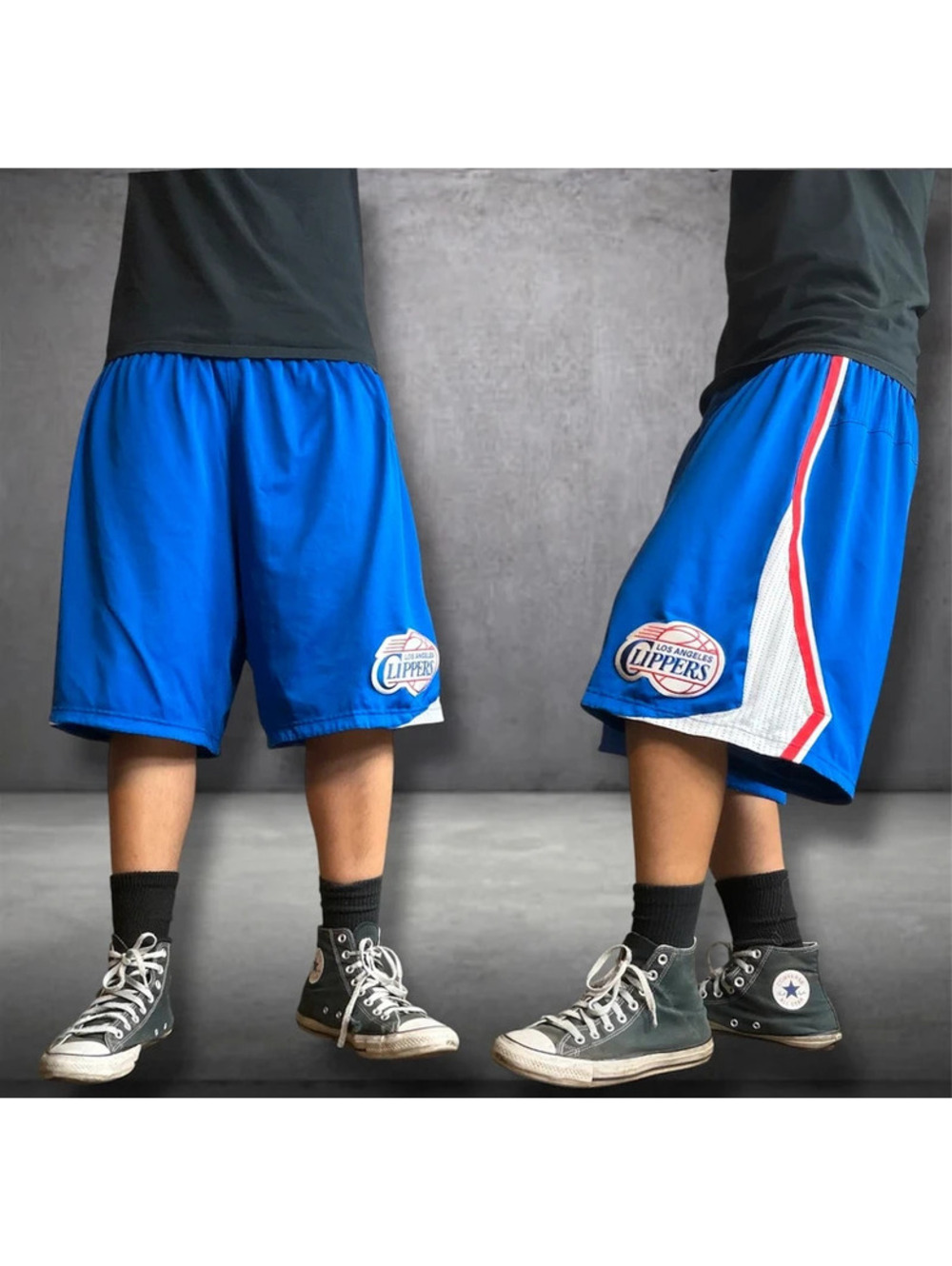 Y2K adidas baggy blue basketball shorts Los Angeles clippers with embroidery